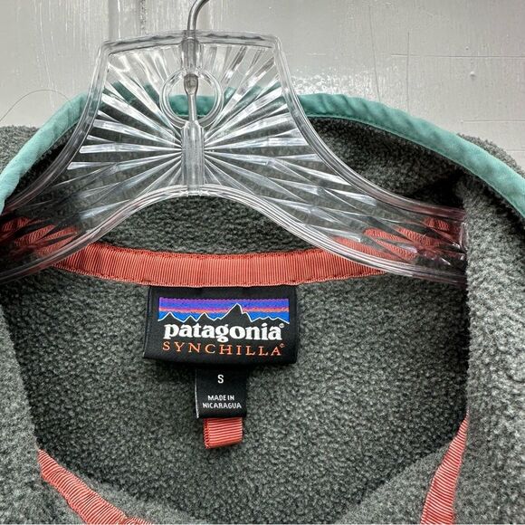 Patagonia Synchilla teal grey fleece 1/4 snap pullover jacket women's small - Picture 5 of 5